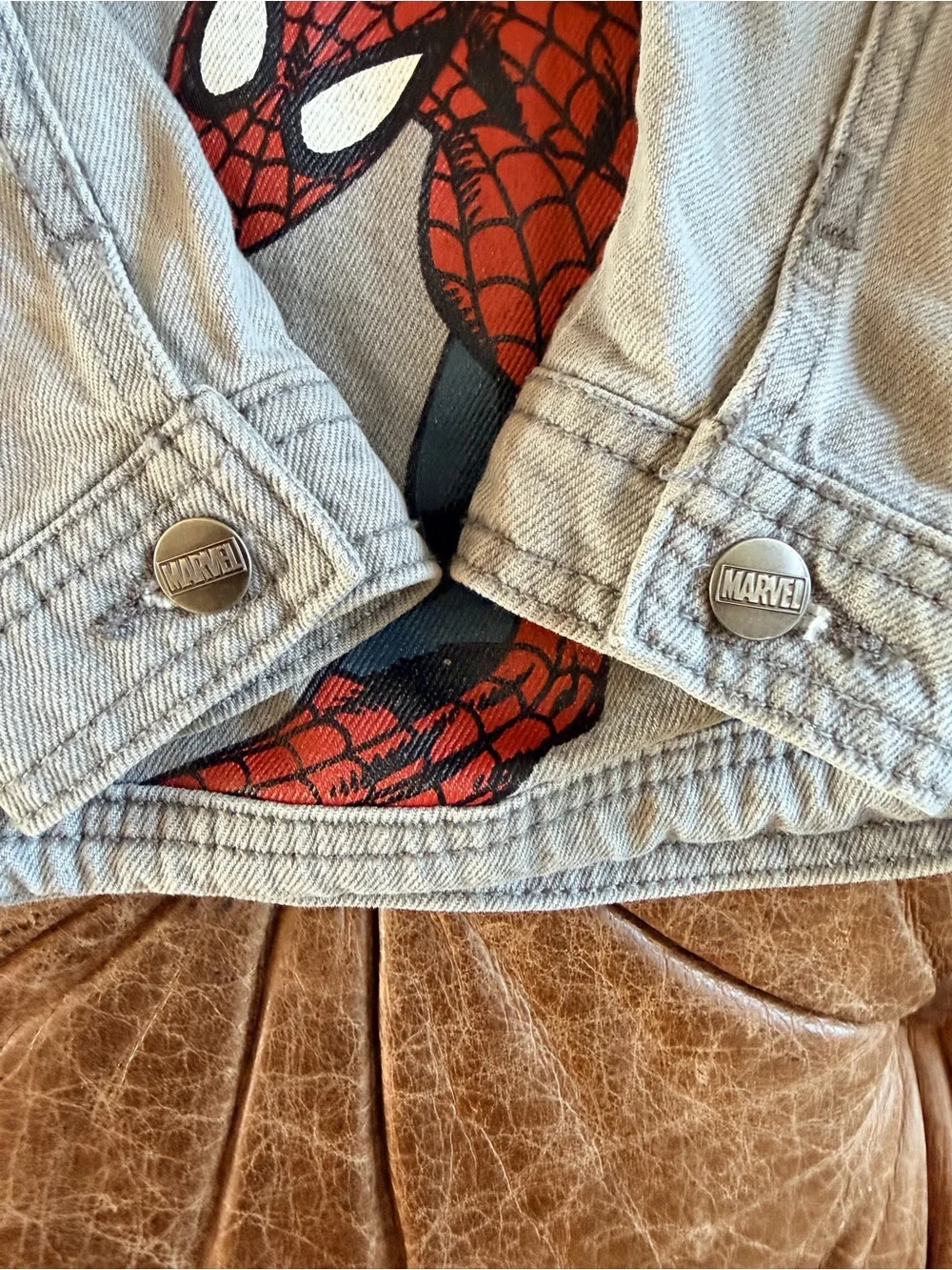 Marvel Amazing Spider-Man Kids Denim Jacket Size 6 Light Jean Jacket Superhero